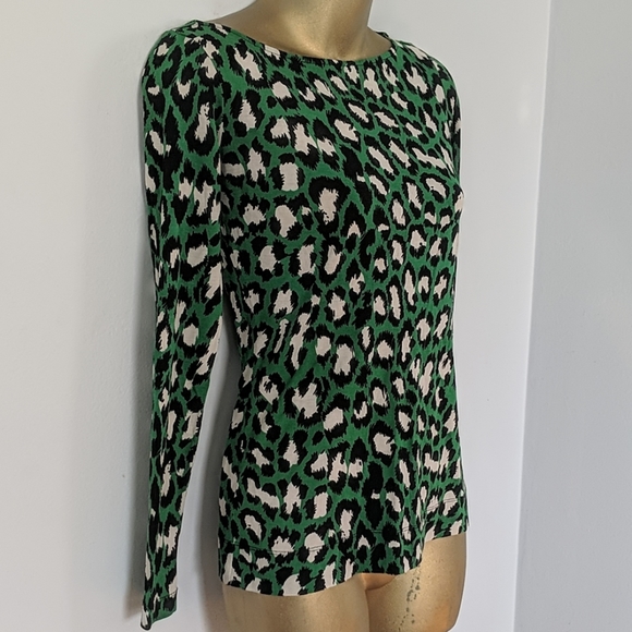 Diane von Furstenberg leopard long sleeve top p xs - Picture 2 of 5